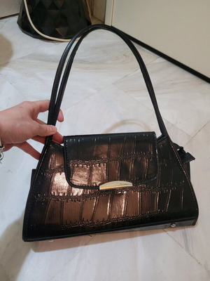 Vintage leather patent handbag new, black