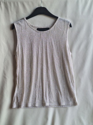Mary Lides Medium Beige Top with Sheer Details and Glitter