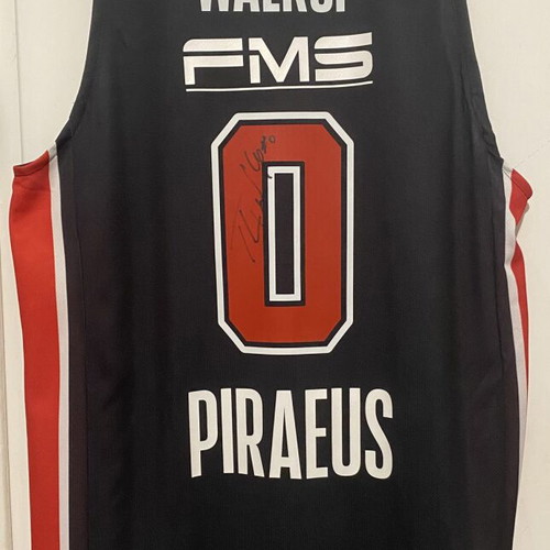 Olympiacos Basketball Jersey 2023-2024 Signed by Thomas Walkup, Size X-Large