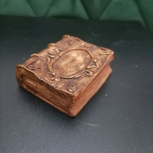 Handmade plaster sculpture book new in brown shade
