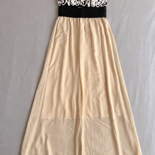 Vintage strapless dress like new, black and beige