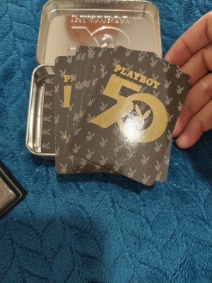 Playboy playing cards like new, set of two with metal and plastic cases