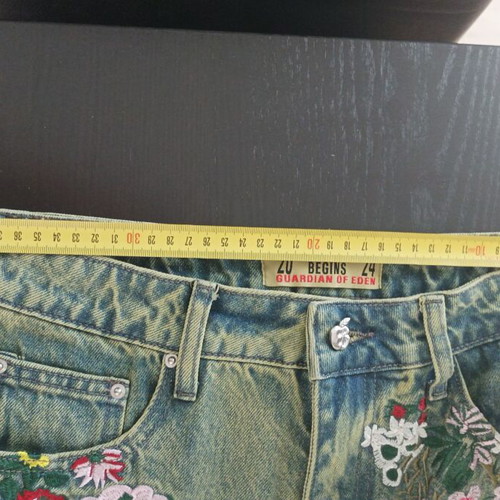 Evolution Begins Guardian of Eden embroidered denim jeans size S new