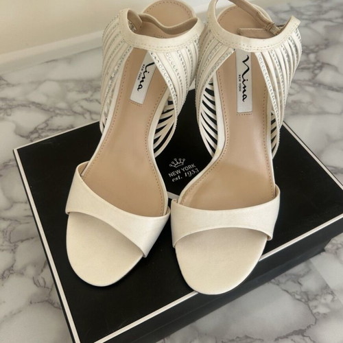 Nina white women's sandals size 39.5 new, 12 cm heel