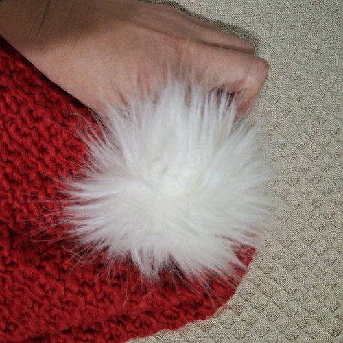 Red hat with white pompom Hollister like new