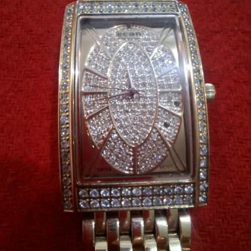 Ecan Quartz Iced Out Women's Watch Gold New