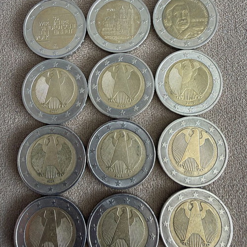 Germany Euro Coin Collection used, 48 pieces 2, 1 and 0.50 euro