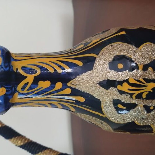 Hookah used 60cm with glass base, brass and wood