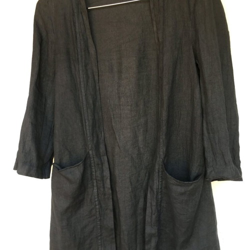 100% linen robe navy blue, size M, like new