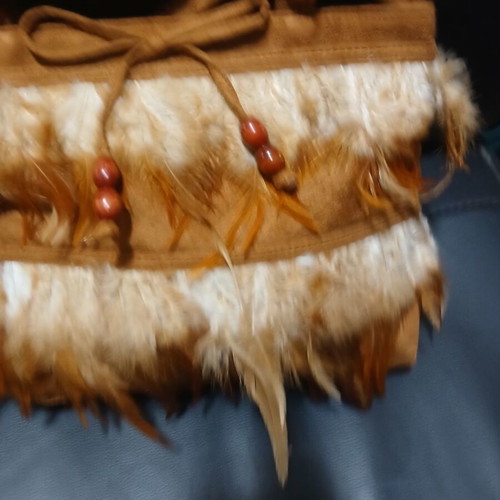 Frangi women's handbag beige with feathers new