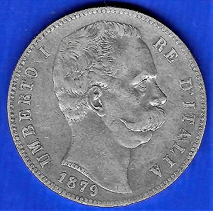 Italy 5 lira 1879 silver!