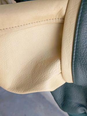 Union Mills Leather Bomber Jacket new beige green