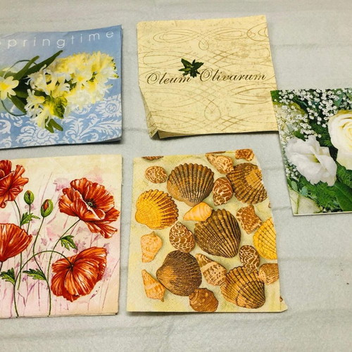 Decoupage napkins pack of 5 used with missing parts