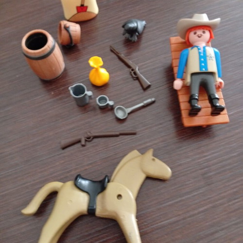Playmobil Western figure with horse and accessories used