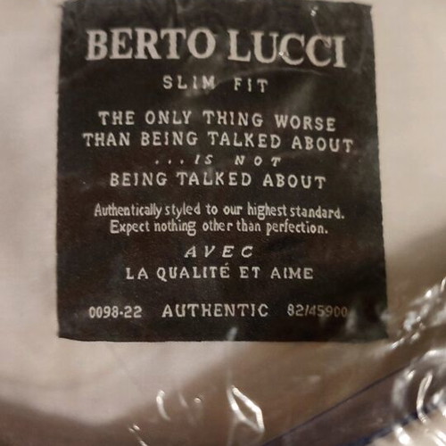 Berto Lucci shirt new white with blue stripes, slim fit, size Large
