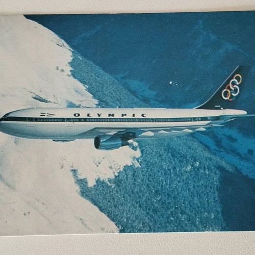 Olympic Airways postcard like new, vintage Airbus A300