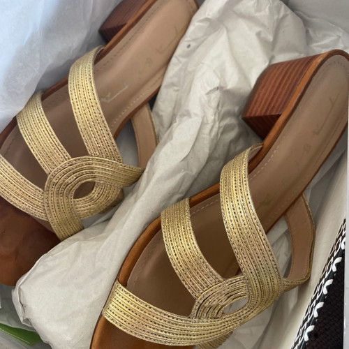 Tabita Brazil gold sandals size 38 with leather anatomical insole