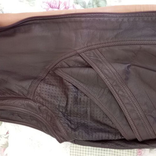 Leather sleeveless jacket used, genuine leather, brown, size L