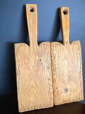 Hand carved wooden serving board set 2 pcs 40x15 new