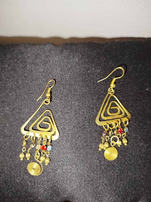 Earrings with geometric designs like new, ethnic style, bronze look