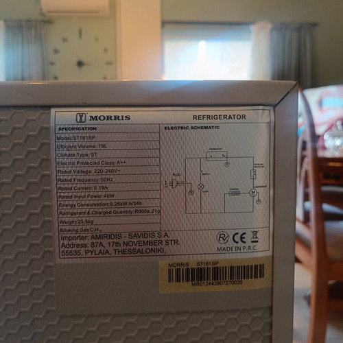 Morris S7181SP refrigerator 79L inox A++ like new