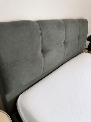 Porto double bed by ENTOS, grey with storage