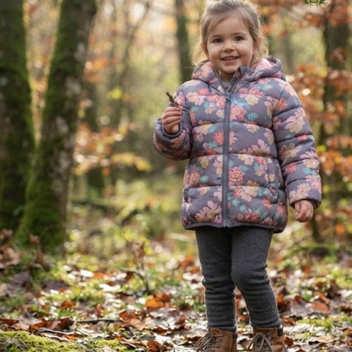 Ebruli Kids floral print hooded puffer jacket for girls 3-4 years