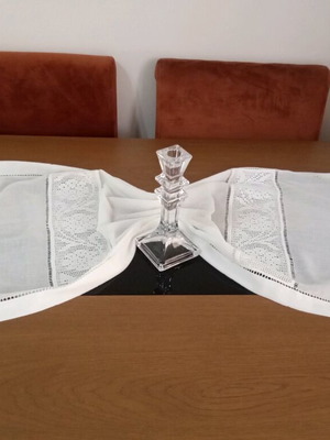 Handmade set of 3 white semens with lace