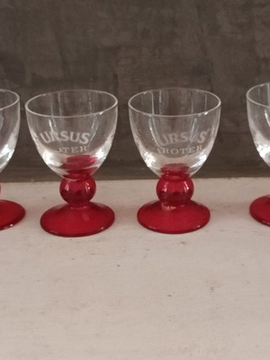 Set of 4 vintage promotional liqueur glasses Ursus Roter like new