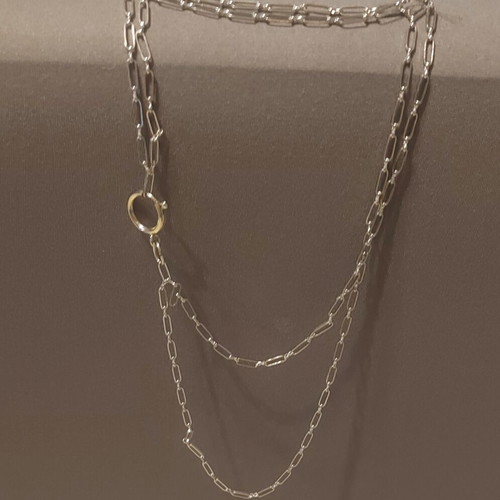 Chain necklace made of stainless steel with decorative clasp, new