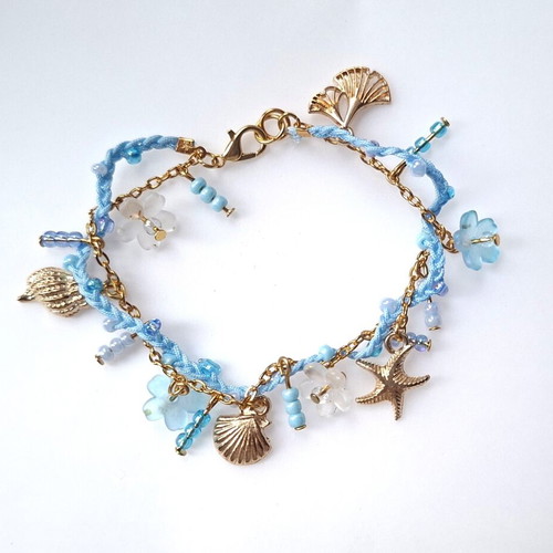 Women's handmade bracelet, turquoise and gold, made to order