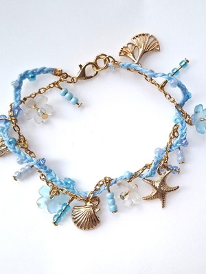 Women's handmade bracelet, turquoise and gold, made to order