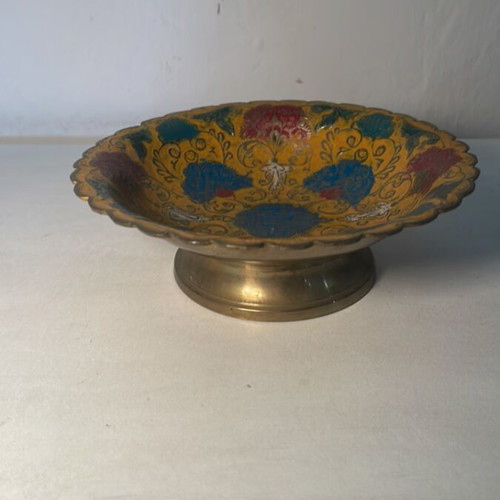 Bronze bowl carved with brass vintage designs like new