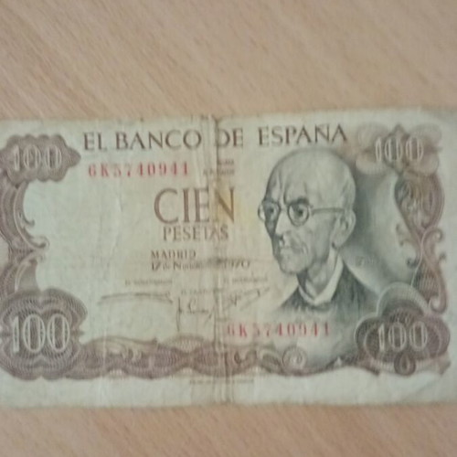 Spanish pesetas used, pack of 100, 1970