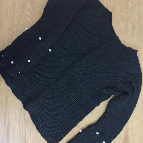 Women's black sweater with pearls like new, size M
