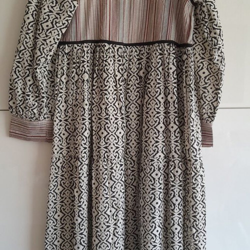 Summer dress caftan Dream used, cotton, size S, black and white