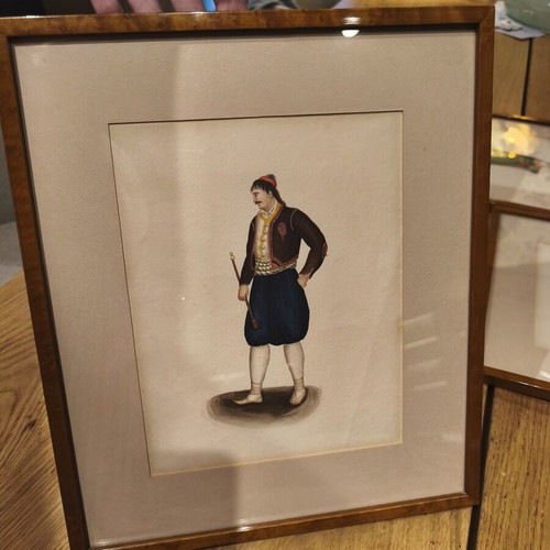 Painting traditional Greek costume like new with frame