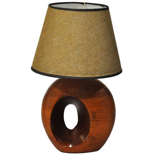 Ceramic table lamp POL new, brown shade and base