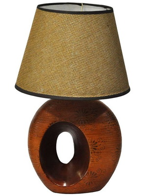 Ceramic table lamp POL new, brown shade and base