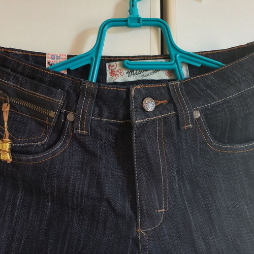 Black denim capri bermuda shorts, medium large