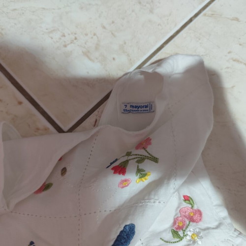 Mayoral summer dress for girls size 7 white with flowers like new