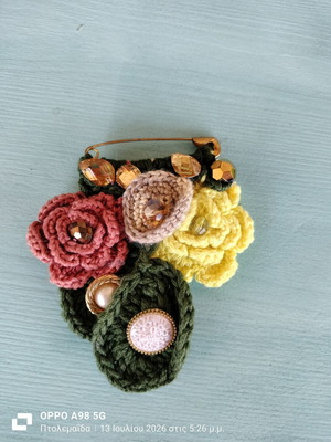 Handmade crocheted brooch