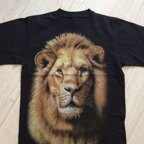 Vintage Trinity Products Shirt Mens Black 1995 Lion All Over Print M like new