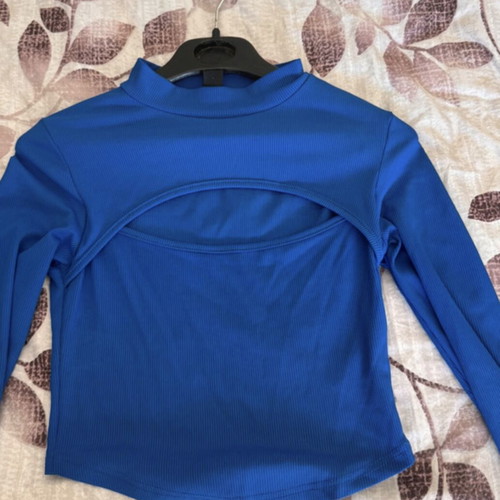 Women's blouse with chest opening like new, blue size M