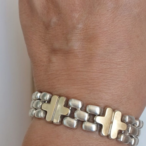 925 silver and 585 gold bracelet, 18 cm, 32 g, Follei Folli