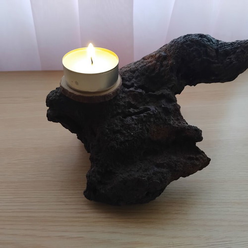 Handmade driftwood candlestick for tealight candle