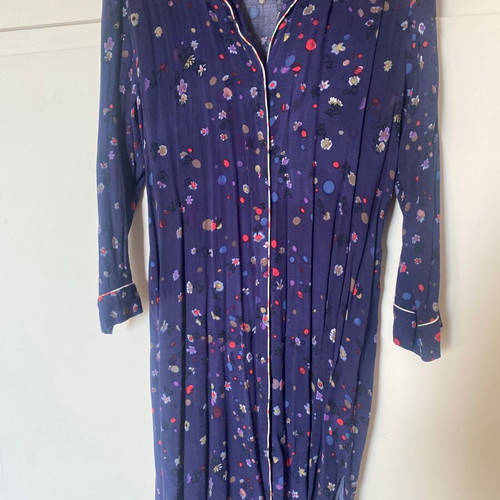 Blue dress with flowers and buttons in Chinese style, new, size M