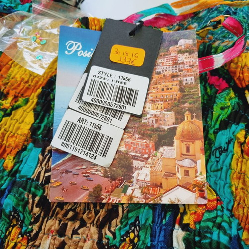 Long colorful dress 100% cotton one size new by Positano Jean Paul
