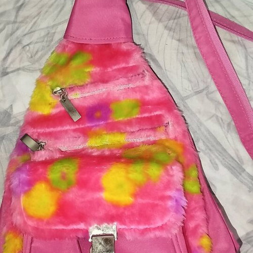 Pink bag new with flowers and zipper