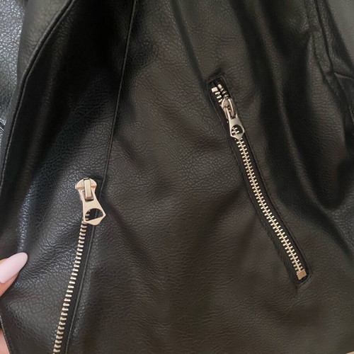 H&M Divided Cropped Faux Leather Biker Jacket like new, black, size S